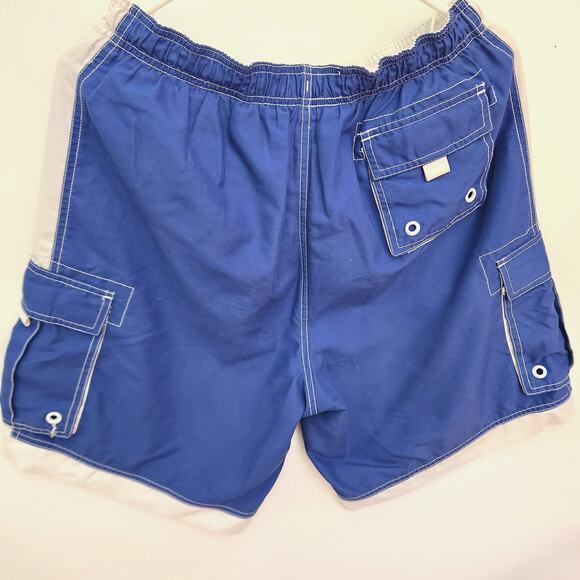 PBX Basics Swim Trunks Shorts Blue White Speed Dry Cargo men small size - Picture 2 of 6